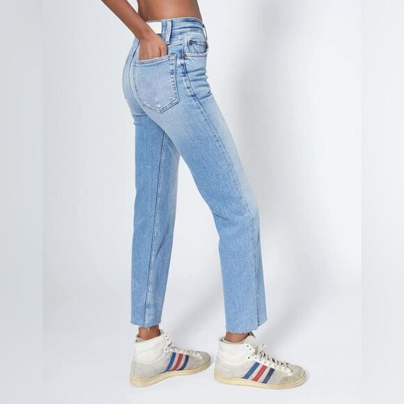 RE/DONE 70s Stove Pipe High Rise Straight Crop Jeans in Light Stone Size 26 - Picture 9 of 13